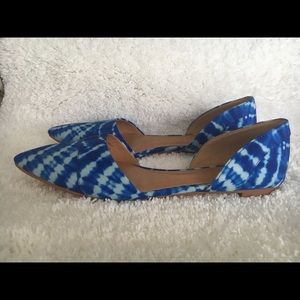 J. CREW Tie-Dye D'orsay Blue/White Pointed Flat